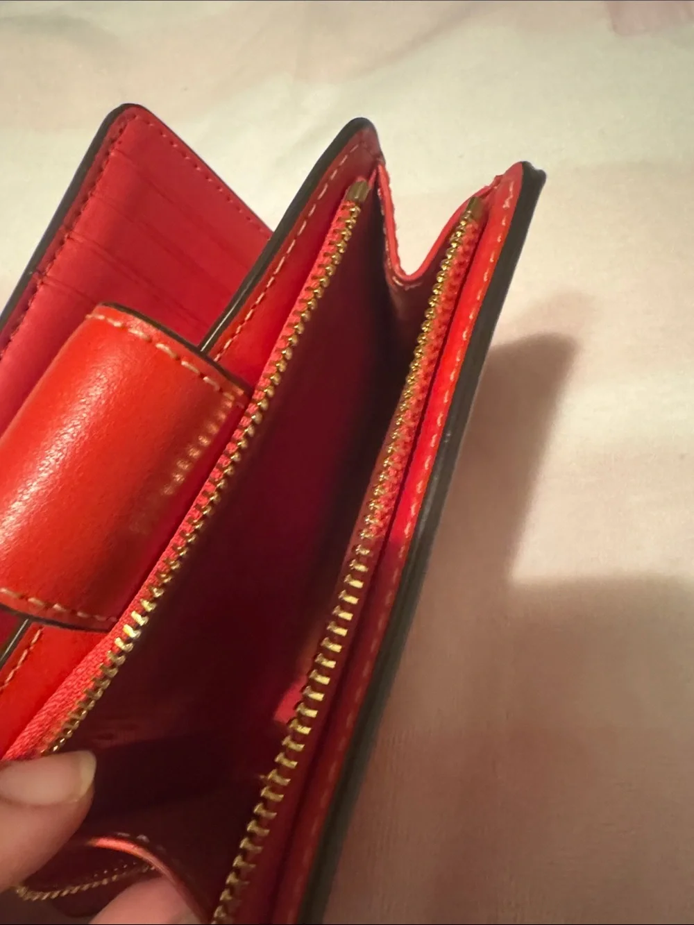Coach Red Floral Print Leather Wallet with Gold Logo